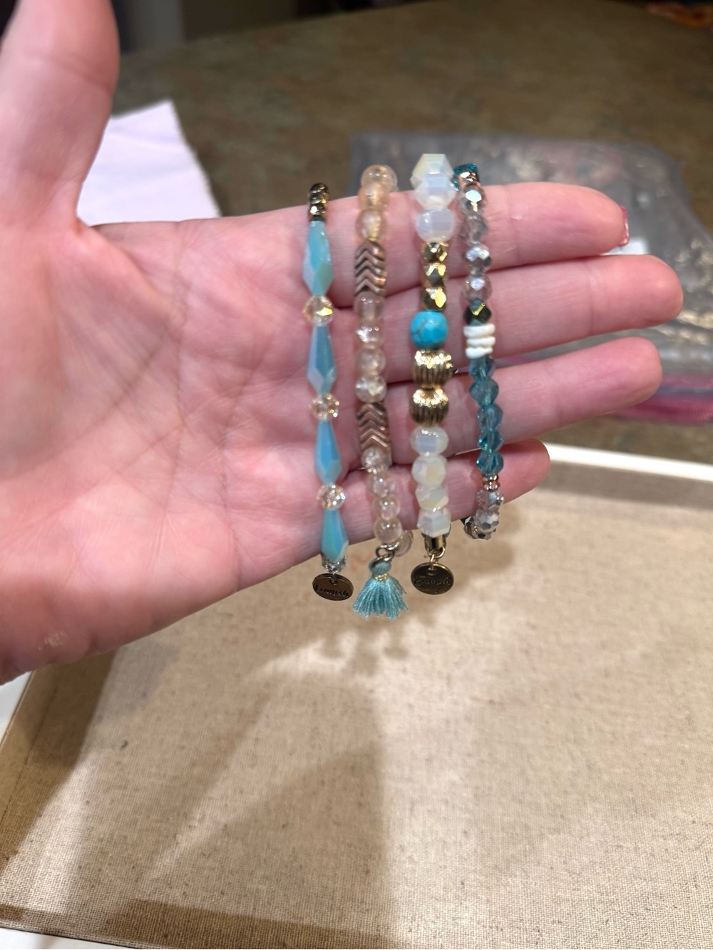 Erimish Turquoise & Clear Beaded Bracelet Set - Picture 2 of 2